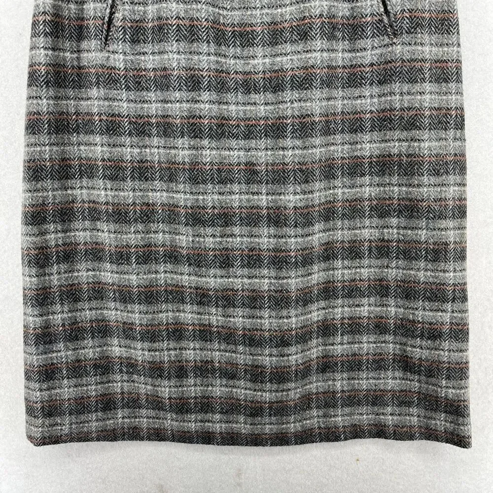 KGR Skirt Girl's 15/16 Wool Chevron Wool Tweed Straight Lined Gray Vintage_5